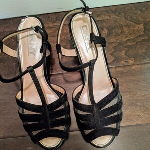 DKNY Black Velvet/Mesh Heels